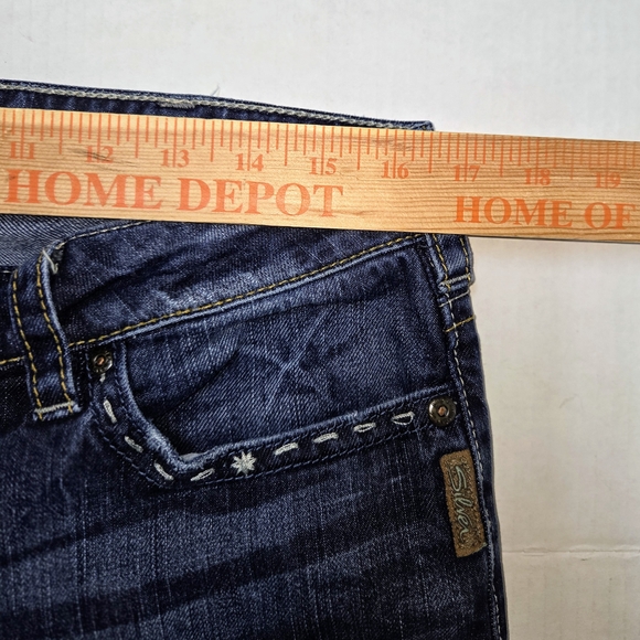 Silver TUESDAY Women's Stretch Factory Distressed Boot Blue Jeans Size 32 x 33 - Picture 9 of 12